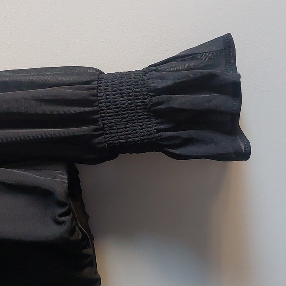 Express New Chiffon Ruffle Sleeve Blouse Black Medium - Picture 5 of 9